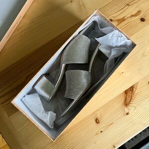 Jewel by Badgley Mischka Harlyn Block Heeled Mules with Crystal Vamp